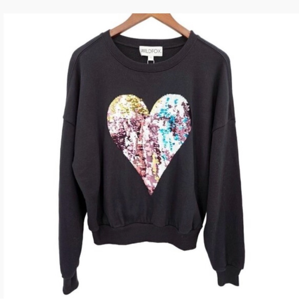 Wildfox Black Sweatshirt with Sequin Heart